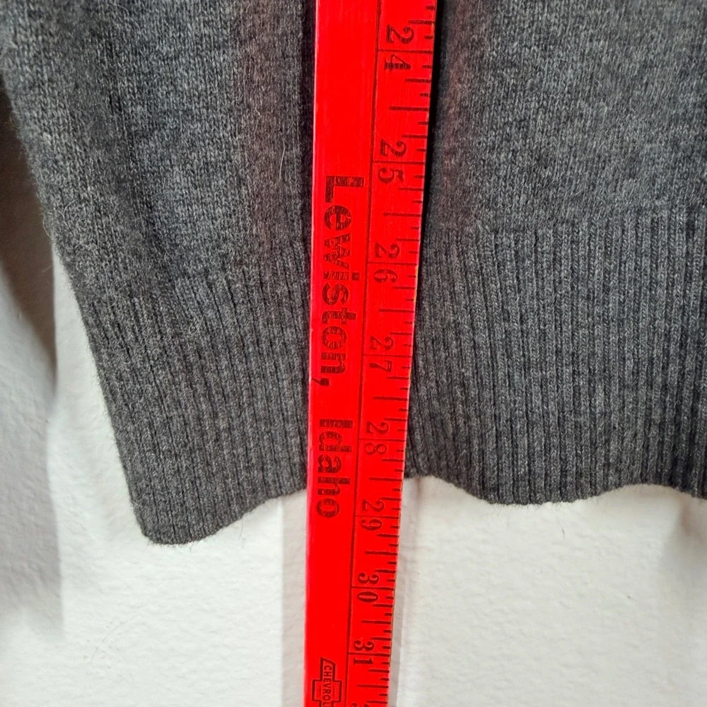 Banana Republic Sweater Mens L Dark Charcoal Mock Neck Button Zip Merino Wool